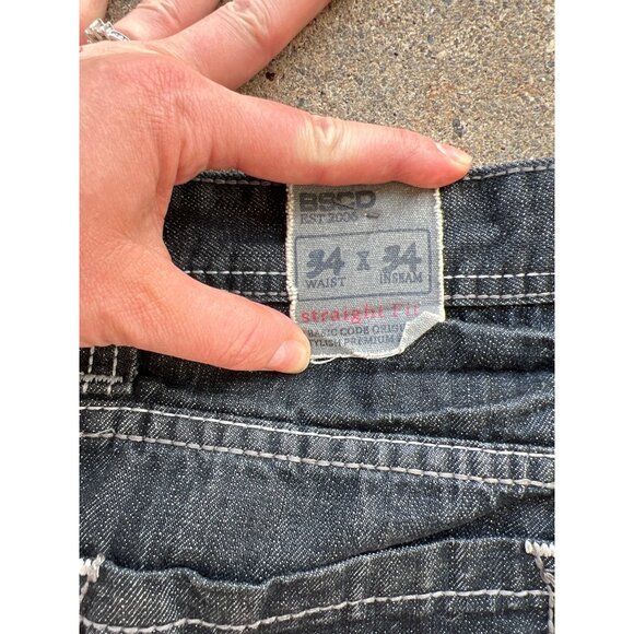 Vintage Basic Code Black Distressed Baggy Hip Hop Skater Jeans W34 J3 - Picture 7 of 7